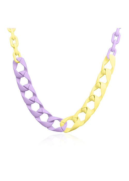 Collares de Anartxy pastel, collar de eslabones de resina tamaño XL bicolores 