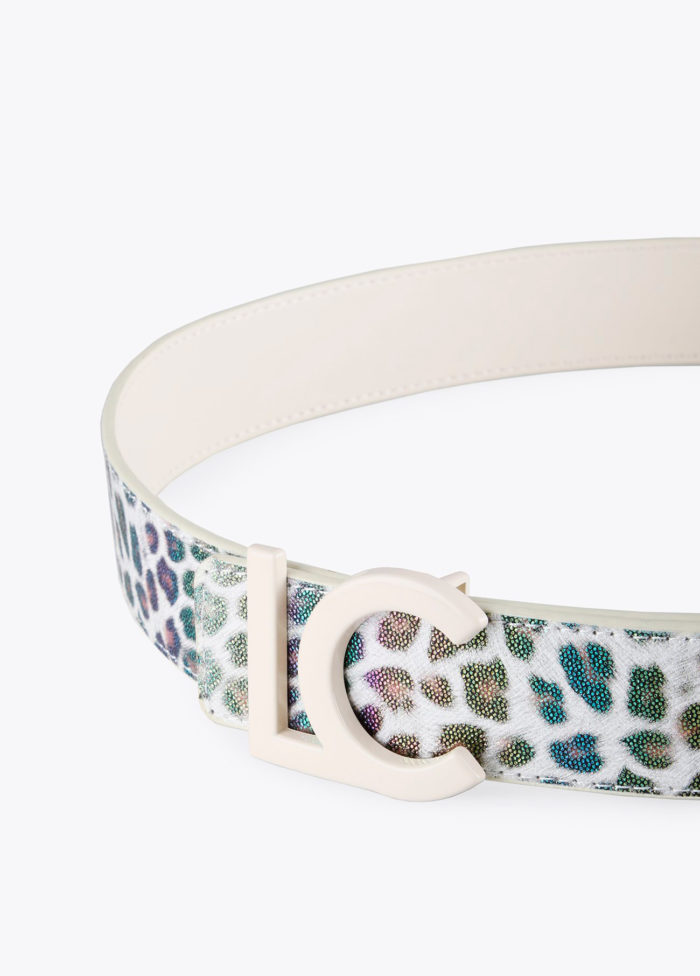 Cinturón de Lola Casademunt reversible con estampado de leopardo multicolor