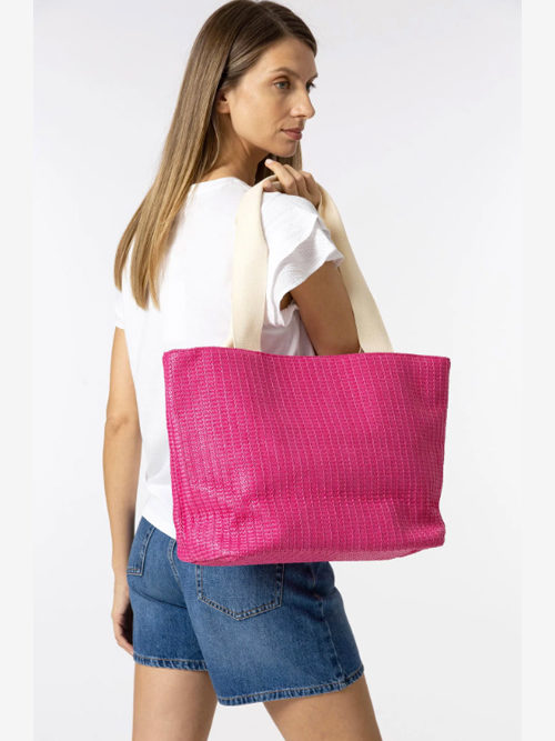 Bolso shopper de Vilanova efecto paja rosa