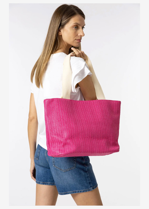 Bolso shopper de Vilanova efecto paja rosa
