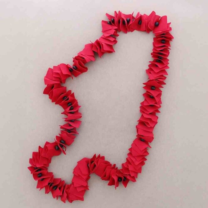Collar largo cuentas de bolas de tela poliester 120 cm - Imagen 3