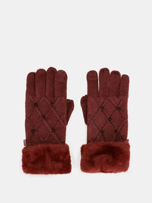 Guantes Anekke de punto burdeos con detalles