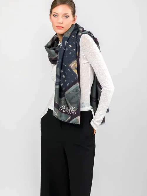 Pashmina Anekke azul estampada