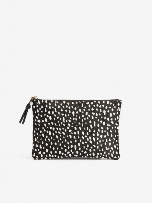 Cartera de Mano Negro Estampado de Puntos